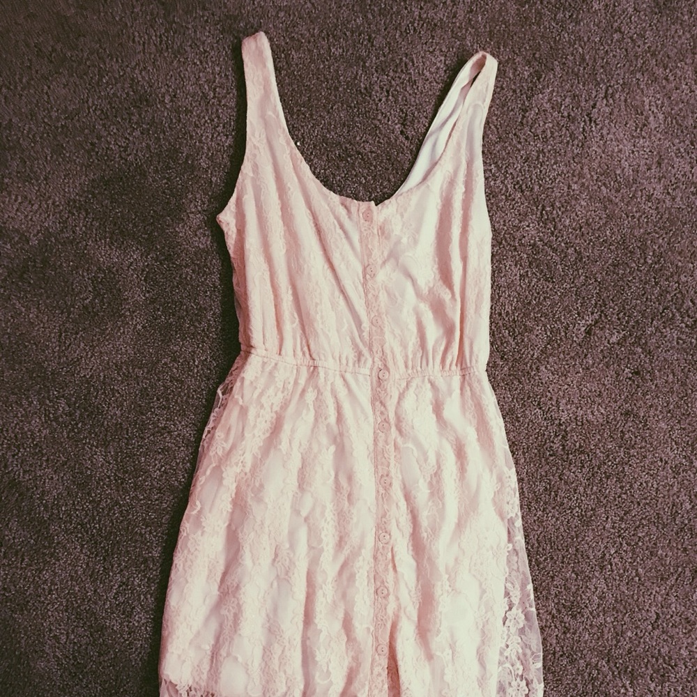 Pink lace high low dress